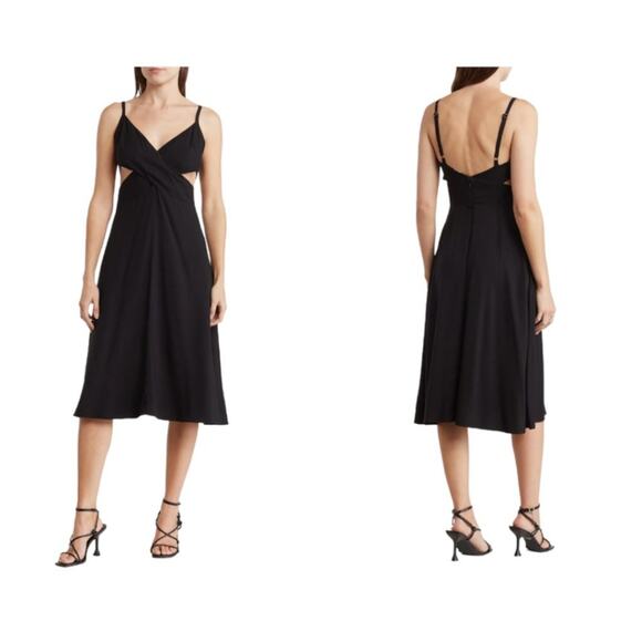 Melrose and Market Black Cross Front Midi Dress Size XXL NWT $40 MSRP - Picture 1 of 9